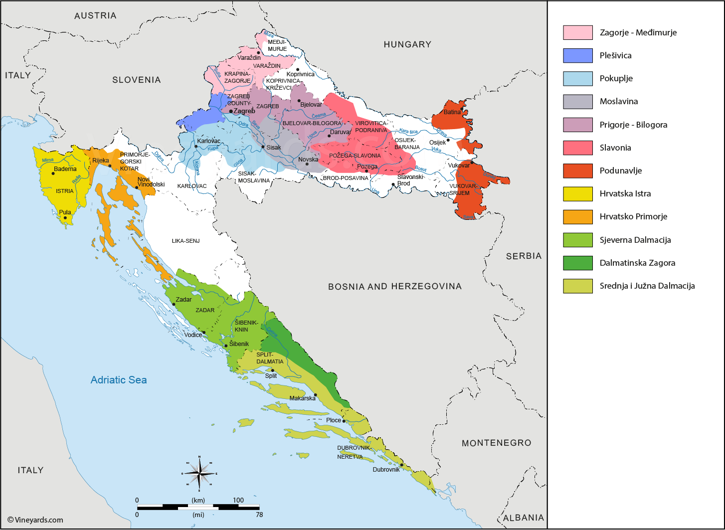 Khám Phá Rượu Vang Croatia – Vẻ Đẹp Ẩn Mình Giữa Địa Trung Hải | Wine Home Rượu Vang Nhập Khẩu Bản đồ rượu vang Croatia