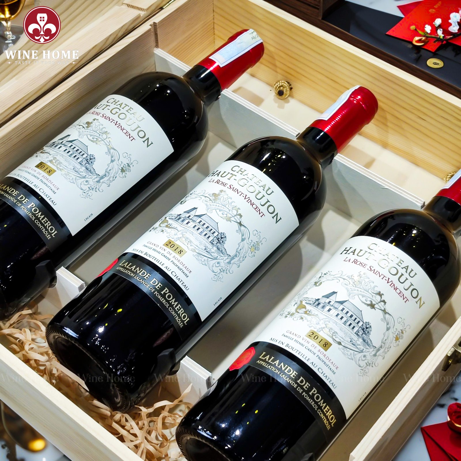 Hộp quà rượu vang 3 chai gỗ mộc