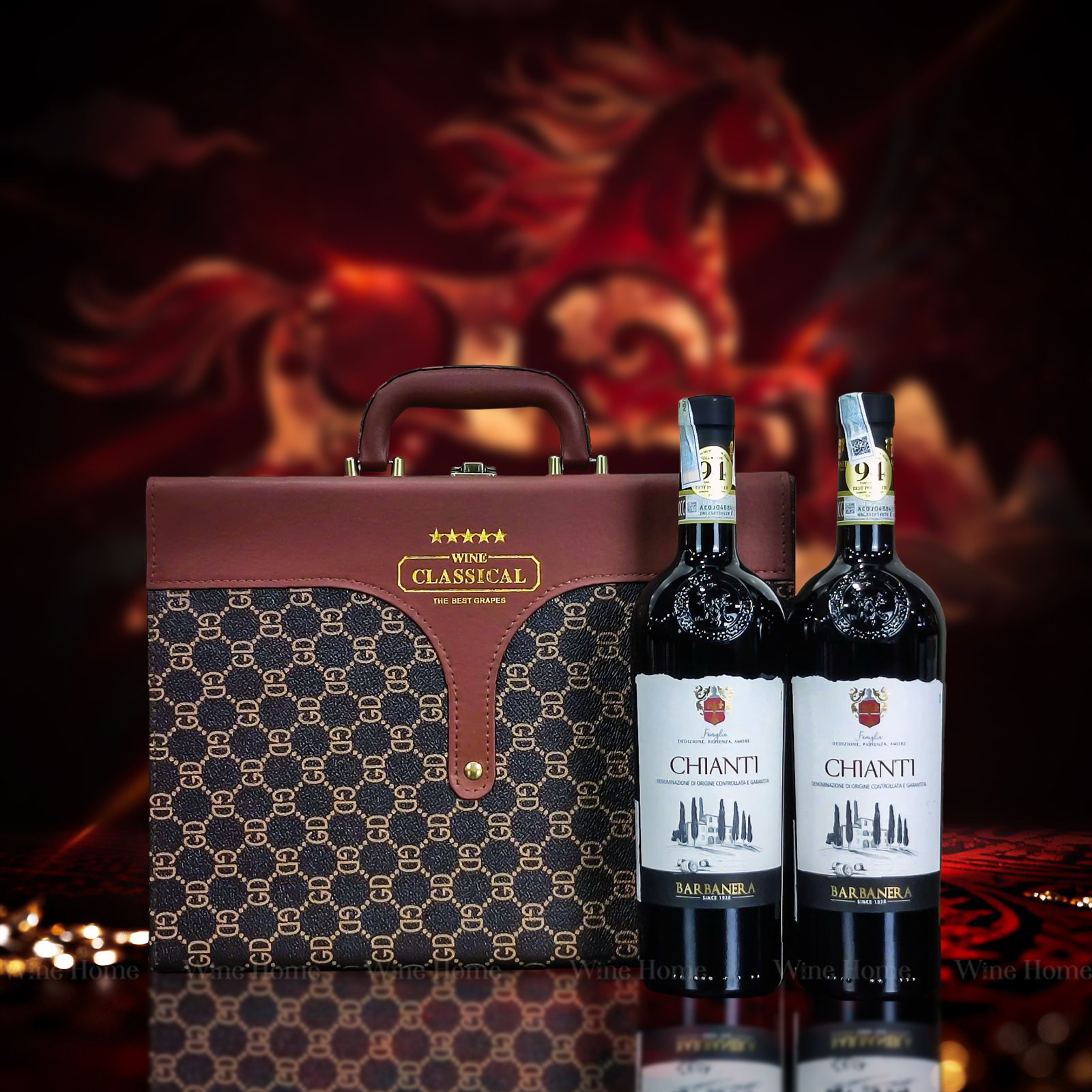 Hộp quà rượu vang 2 chai Chianti DOCG Barbanera – Quà biếu sang trọng từ Ý | Rượu Vang Wine Home Hộp quà rượu vang 2 chai Chianti DOCG Barbanera