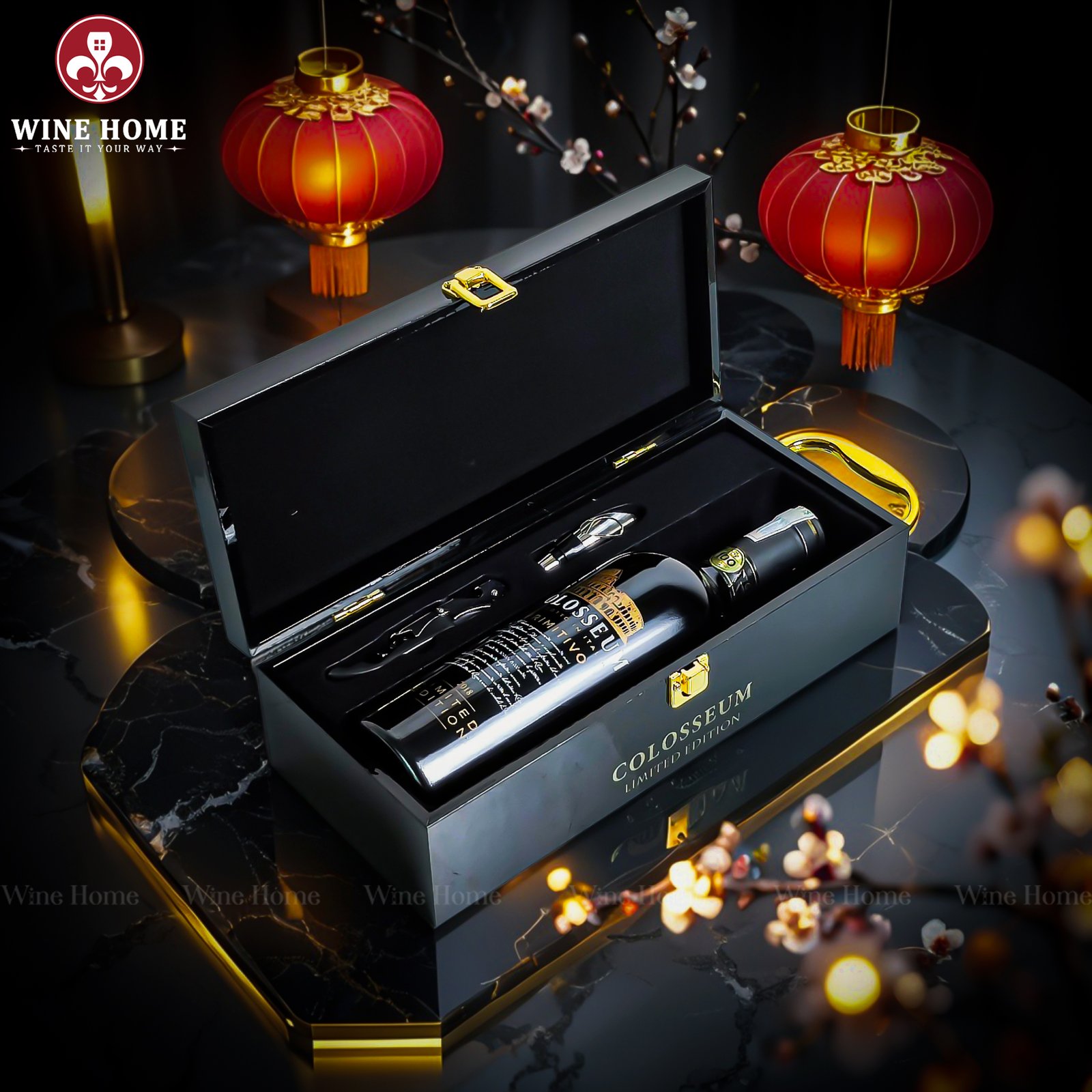 Hộp quà rượu vang 1 chai Colosseum Primitivo – Món quà sang trọng mang tinh thần chiến binh La Mã | Rượu Vang Wine Home Hộp quà rượu vang 1 chai Colosseum Primitivo