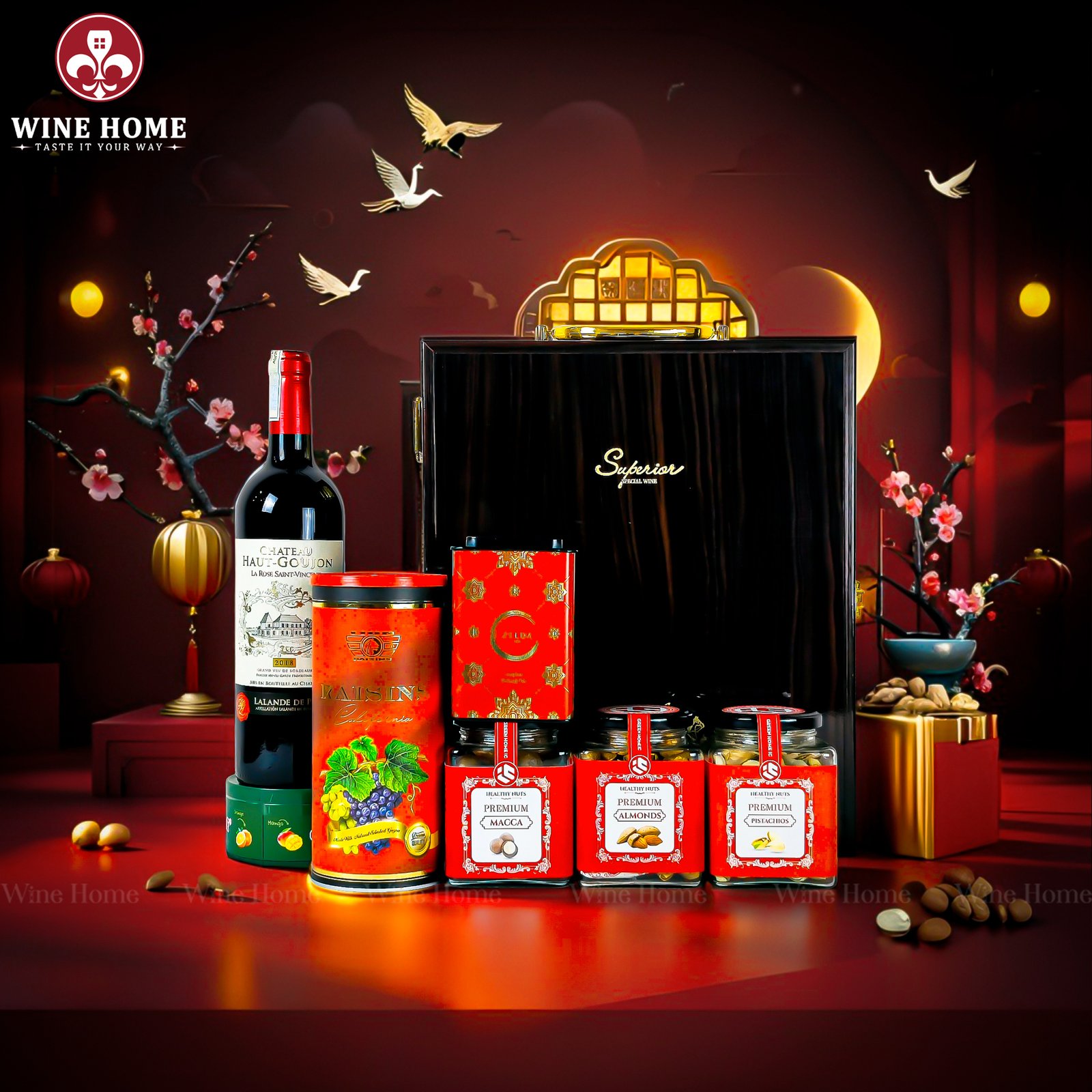 Hộp Quà Tết Rượu Hạt Hộp Gỗ Sơn Mài 3 Ngăn Nâu 02 – Siêu Phẩm Quà Tết Doanh Nghiệp Cao Cấp 2026 | Rượu Vang Wine Home Hộp Quà Tết Rượu Hạt Hộp Gỗ Sơn Mài 3 Ngăn Nâu 02