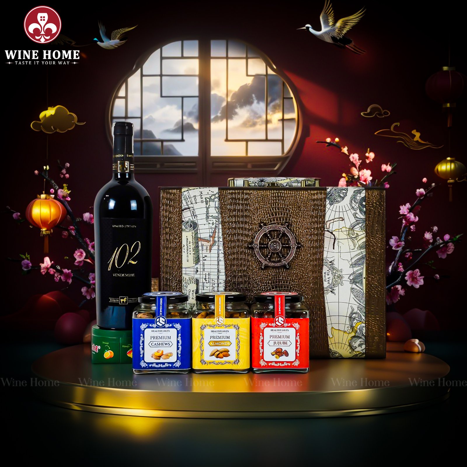 Hộp Quà Tết Rượu Hạt Hộp Da Vali Họa Tiết Vô Lăng 01 – Siêu Phẩm Quà Tặng Doanh Nghiệp Cao Cấp 2026 | Rượu Vang Wine Home Hộp Quà Tết Rượu Hạt Hộp Da Vali Họa Tiết Vô Lăng 01