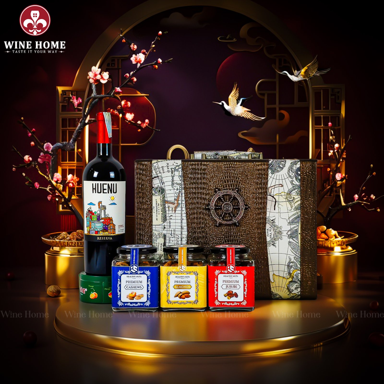 Hộp Quà Tết Rượu Hạt Hộp Da Vali Họa Tiết Vô Lăng 06 – Siêu Phẩm Quà Tặng Doanh Nghiệp Cao Cấp 2026 | Rượu Vang Wine Home Hộp Quà Tết Rượu Hạt Hộp Da Vali Họa Tiết Vô Lăng 06