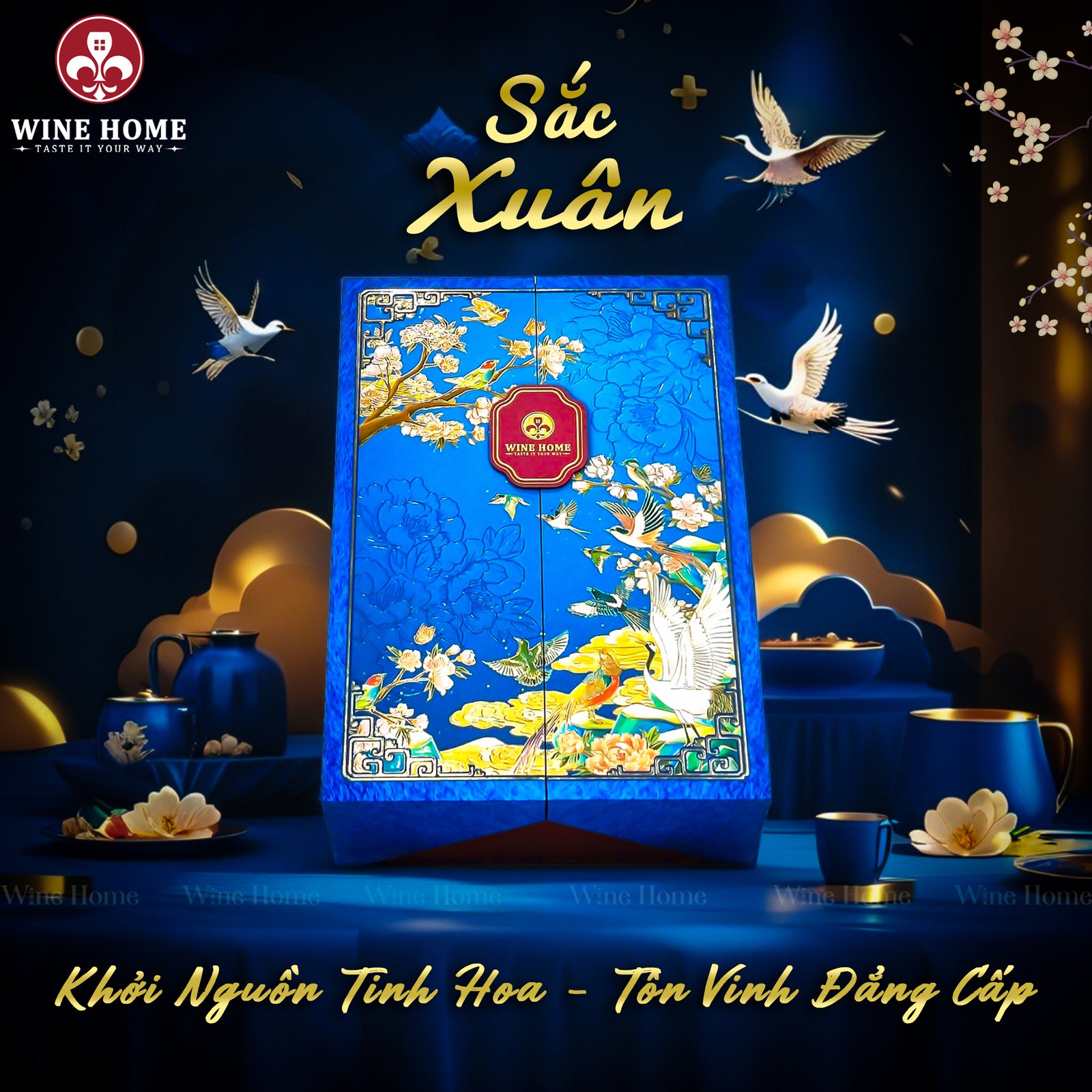 Hộp Quà Tết Cao Cấp Sắc Xuân 2026 SXWH08 – Khởi Nguồn Tinh Hoa, Tôn Vinh Đẳng Cấp Cùng Wine Home | Rượu Vang Wine Home Hộp Quà Tết Cao Cấp Sắc Xuân 2026