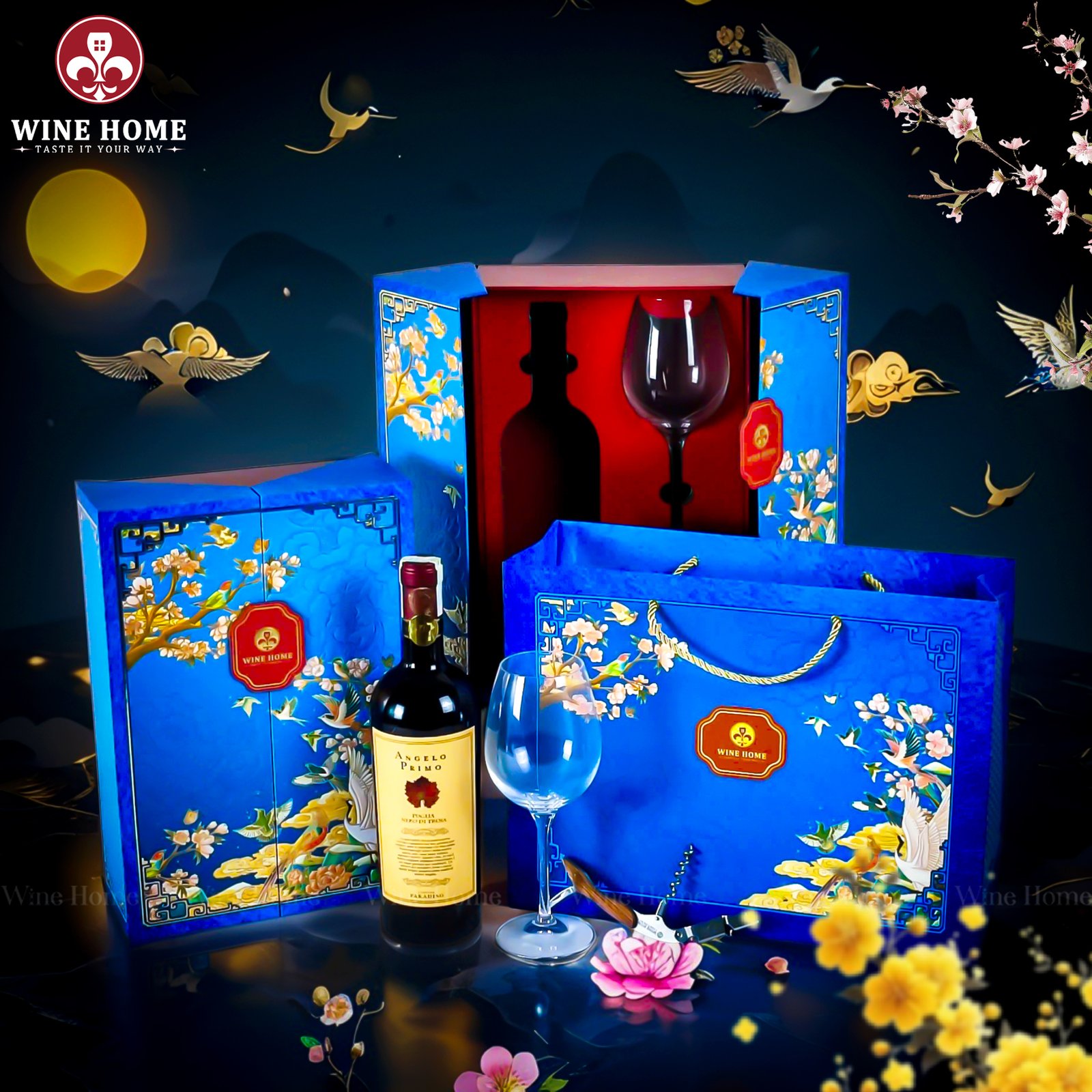 Hộp Quà Tết Cao Cấp Sắc Xuân 2026 SXWH02 – Khởi Nguồn Tinh Hoa, Tôn Vinh Đẳng Cấp Cùng Wine Home | Rượu Vang Wine Home Hộp Quà Tết Cao Cấp Sắc Xuân 2026 SXWH02