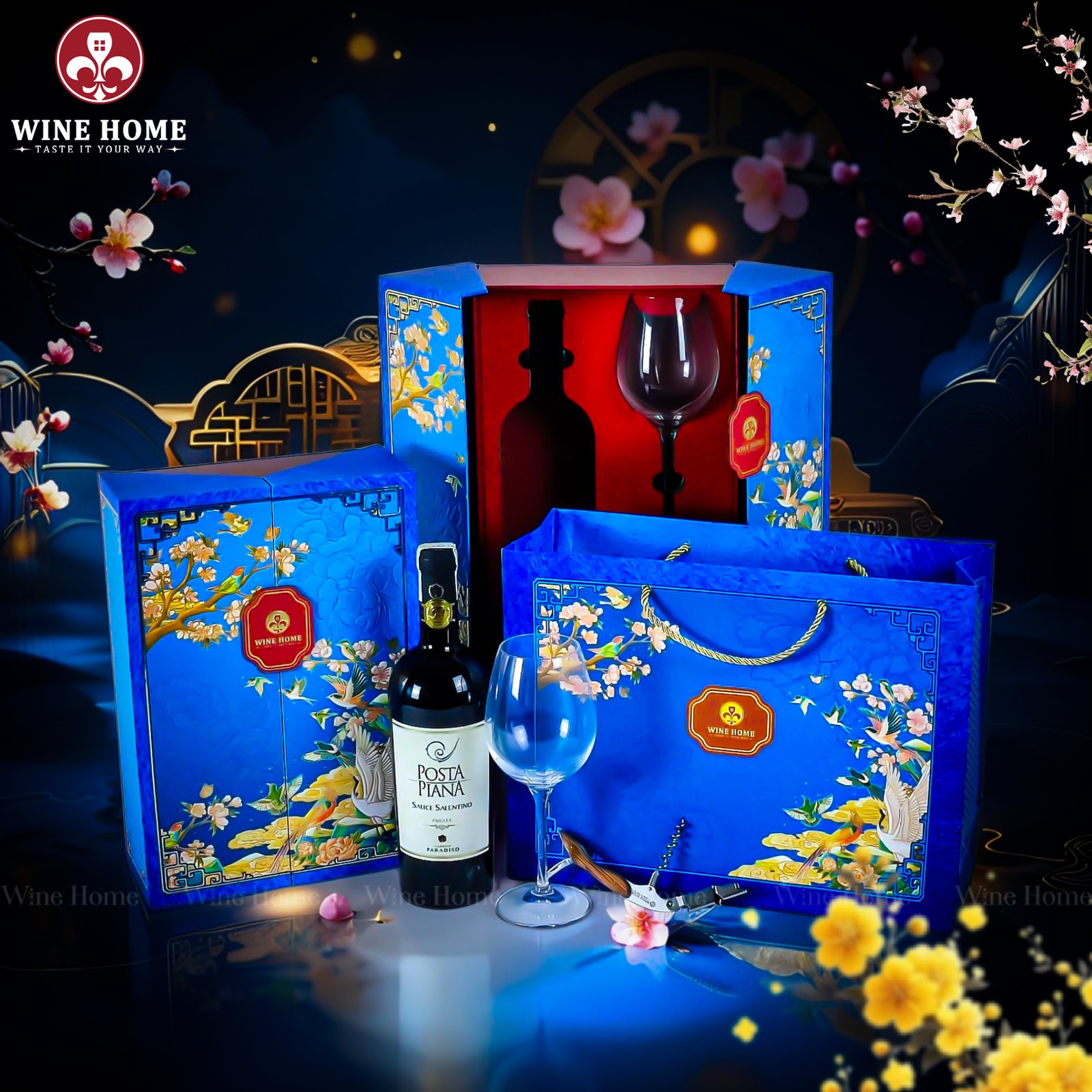 Hộp Quà Tết Cao Cấp Sắc Xuân 2026 SXWH08 – Khởi Nguồn Tinh Hoa, Tôn Vinh Đẳng Cấp Cùng Wine Home | Rượu Vang Wine Home Hộp Quà Tết Cao Cấp Sắc Xuân 2026 SXWH08