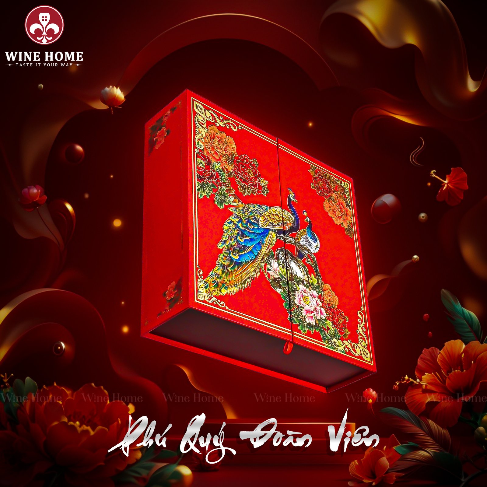 Hộp Quà Tết Phú Quý Đoàn Viên VIP 05 | Quà Tết Cao Cấp – Sang Trọng – Ý Nghĩa | Rượu Vang Wine Home Hộp Quà Tết Phú Quý Đoàn Viên VIP