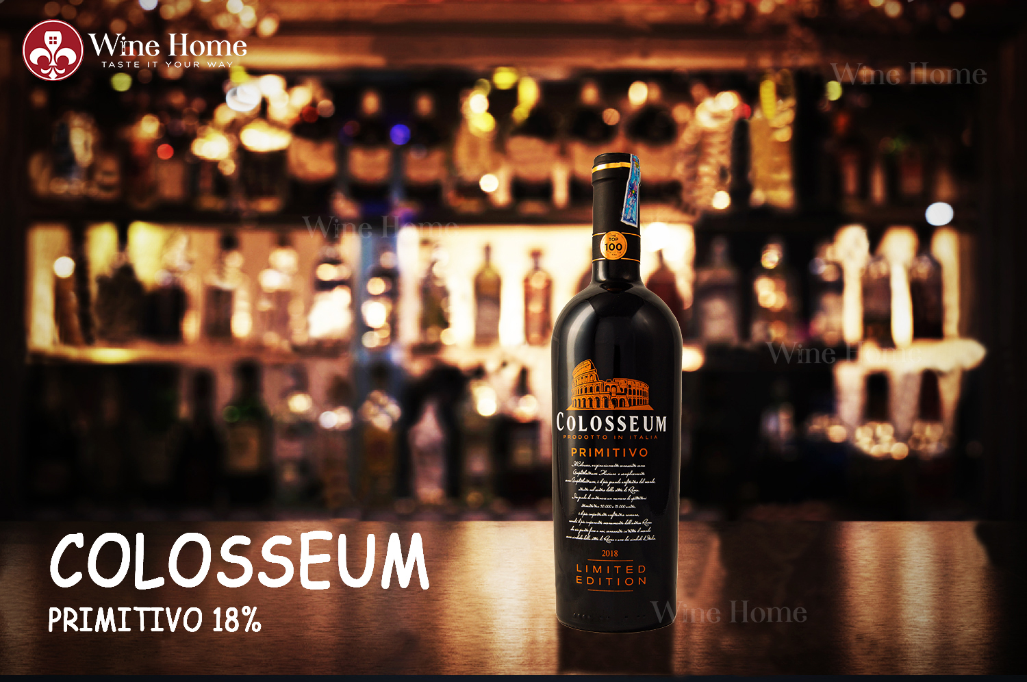 Rượu vang Ý : Colosseum Primitivo 18%