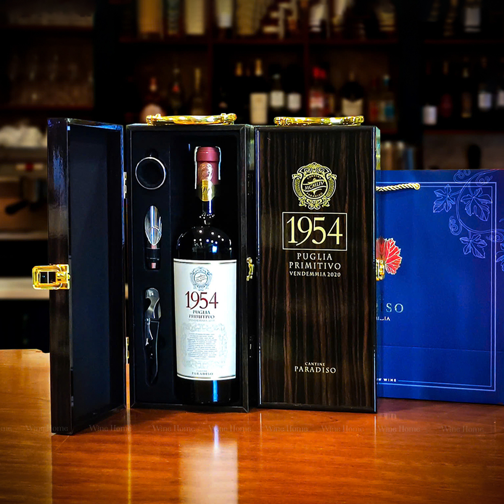 Hộp quà rượu vang 1 chai rượu vang Ý 1954 Primitivo Paradiso