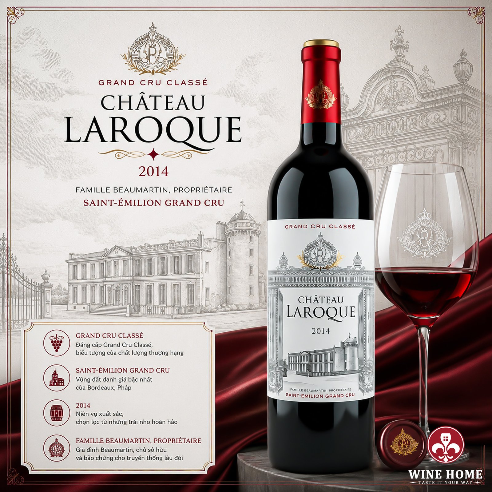 Rượu Vang Pháp Chateau Laroque 2015 Saint Emilion – Tuyệt Tác Grand Cru Classe Từ Bordeaux | Rượu Vang Wine Home Rượu Vang Pháp Chateau Laroque Saint Emilion – Tuyệt Tác Grand Cru Classe Từ Bordeaux