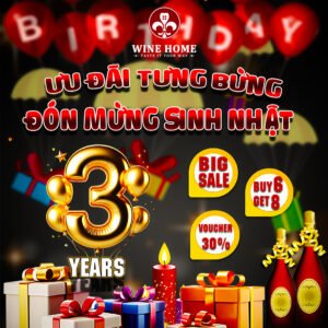 Chào mừng sinh nhật rượu vang WineHome 3 tuổi