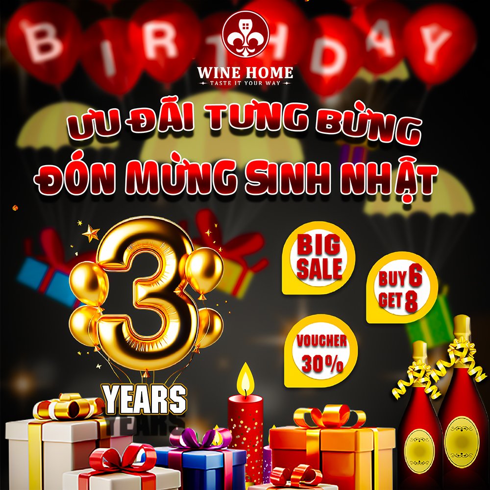 Chào mừng sinh nhật rượu vang WineHome 3 tuổi