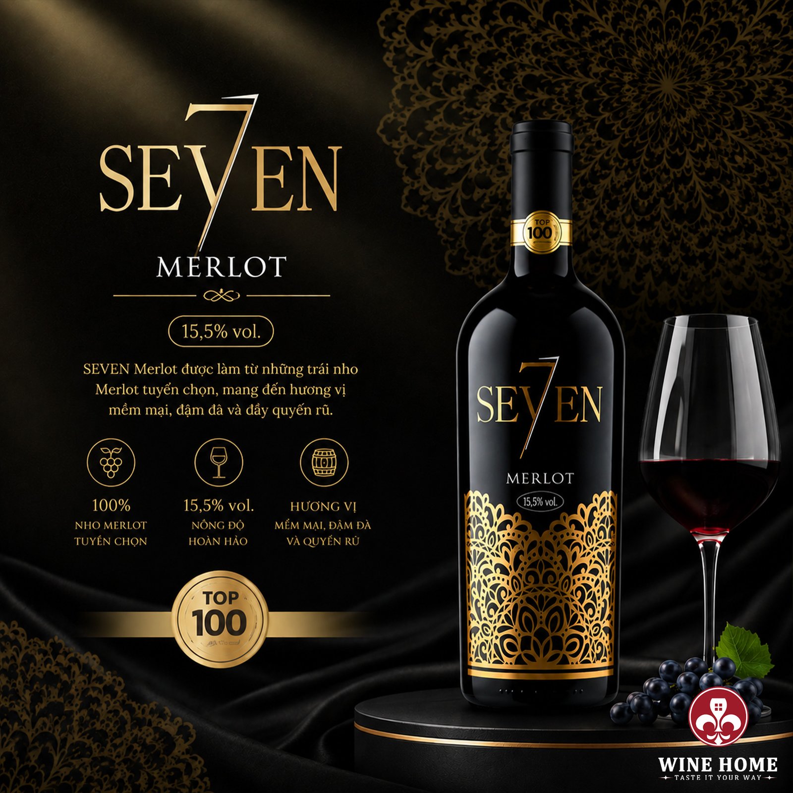 Rượu Vang Ý Seven7 Merlot – Vị Vang Mềm Mại, Quyến Rũ Đến Từ Vùng Puglia | Rượu Vang Wine Home Rượu Vang Ý Seven7 Merlot – Vị Vang Mềm Mại, Quyến Rũ Đến Từ Vùng Puglia