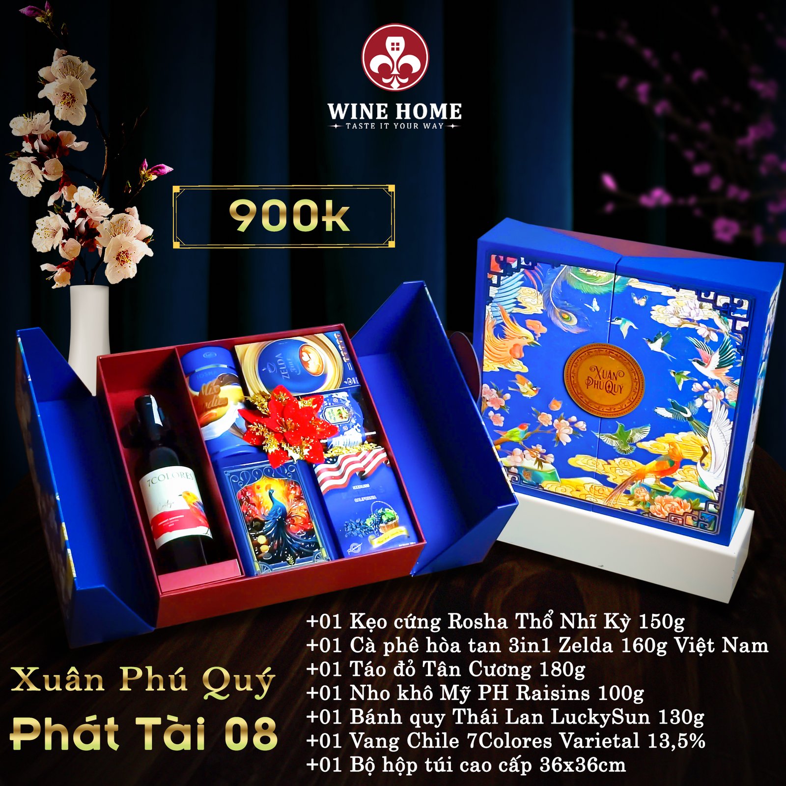 Hộp quà tết cao cấp 2025 Xuân Phú Quý Phát Tài 08 Hộp quà tết cao cấp 2025 Xuân Phú Quý Phát Tài 08