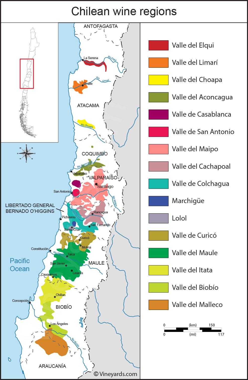 Bản đồ rượu vang Chile