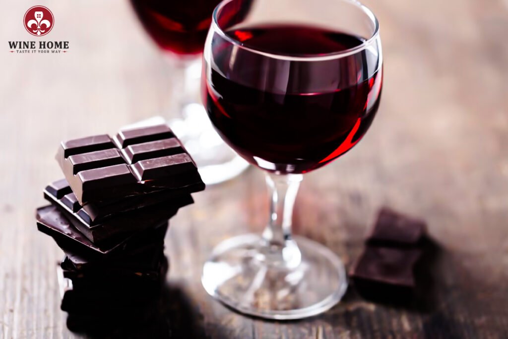 Vang đỏ và socola