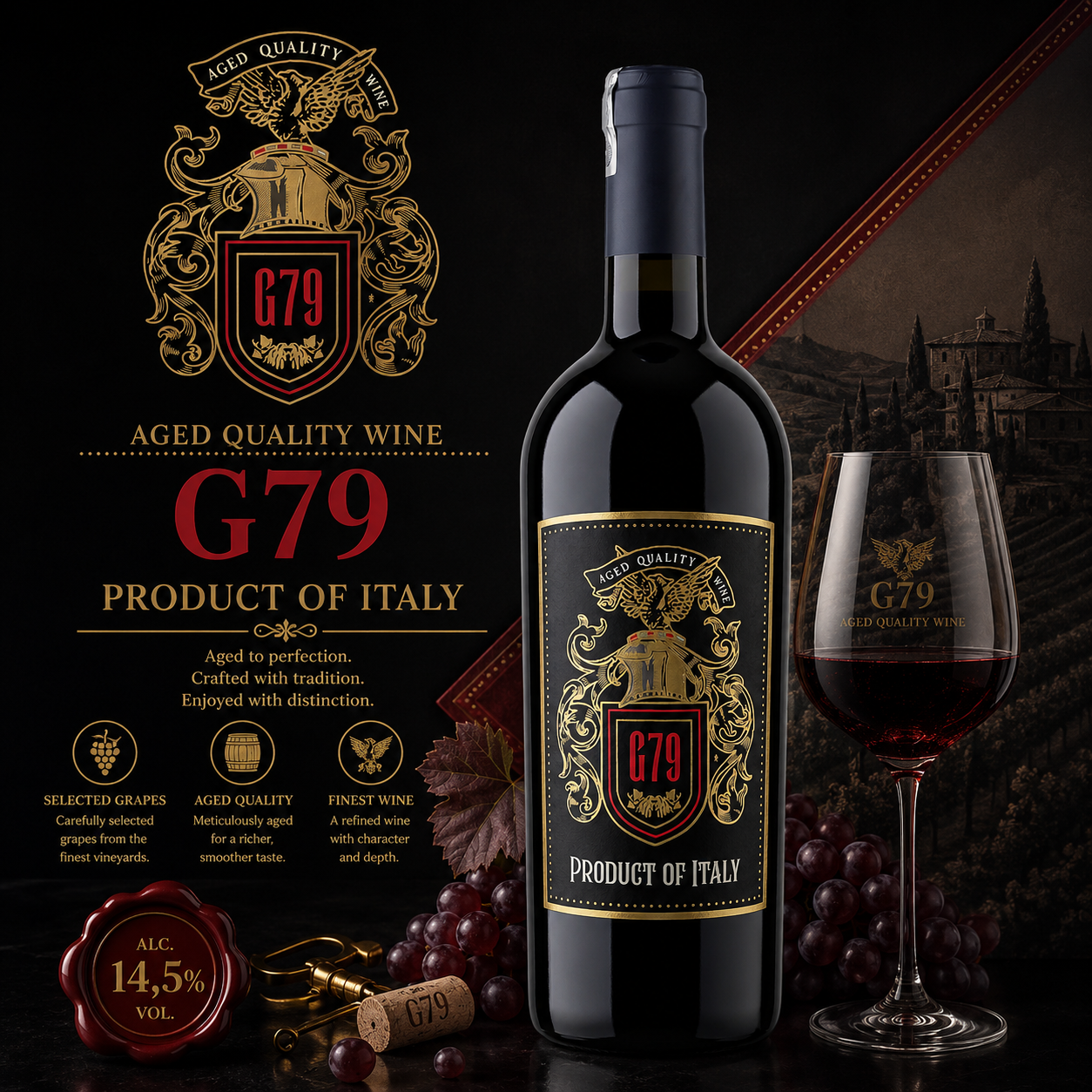 Rượu vang Ý Domus Vini G79 Vino Rosso 14,5% – Phong cách Ý mạnh mẽ tại Veneto | Rượu Vang Wine Home Rượu vang Ý Domus Vini G79 Vino Rosso 14,5% – Phong cách Ý mạnh mẽ tại Veneto