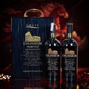 Hộp quà rượu vang 2 chai Colosseum Primitivo – Phiên bản hộp quà gỗ sơn mài sang trọng | Rượu Vang Wine Home Hộp quà rượu vang 2 chai Colosseum Primitivo