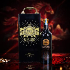 Hộp quà rượu vang 1 chai Historia de Santalba – Biểu tượng tinh hoa rượu vang Tây Ban Nha trong hộp gỗ sơn mài sang trọng | Rượu Vang Wine Home Hộp quà rượu vang 1 chai Historia de Santalba