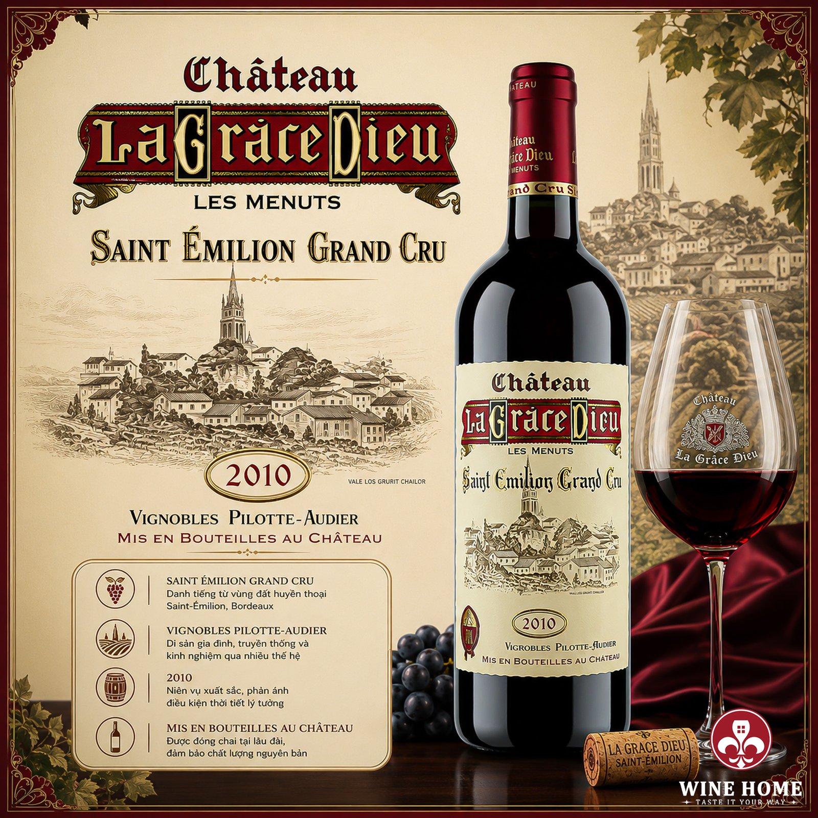 Rượu vang Pháp Château La Grâce Dieu 2010 – Biểu tượng tinh hoa Saint Émilion Grand Cru | Rượu Vang Wine Home Rượu vang Pháp Château La Grâce Dieu 2010 – Biểu tượng tinh hoa Saint Émilion Grand Cru