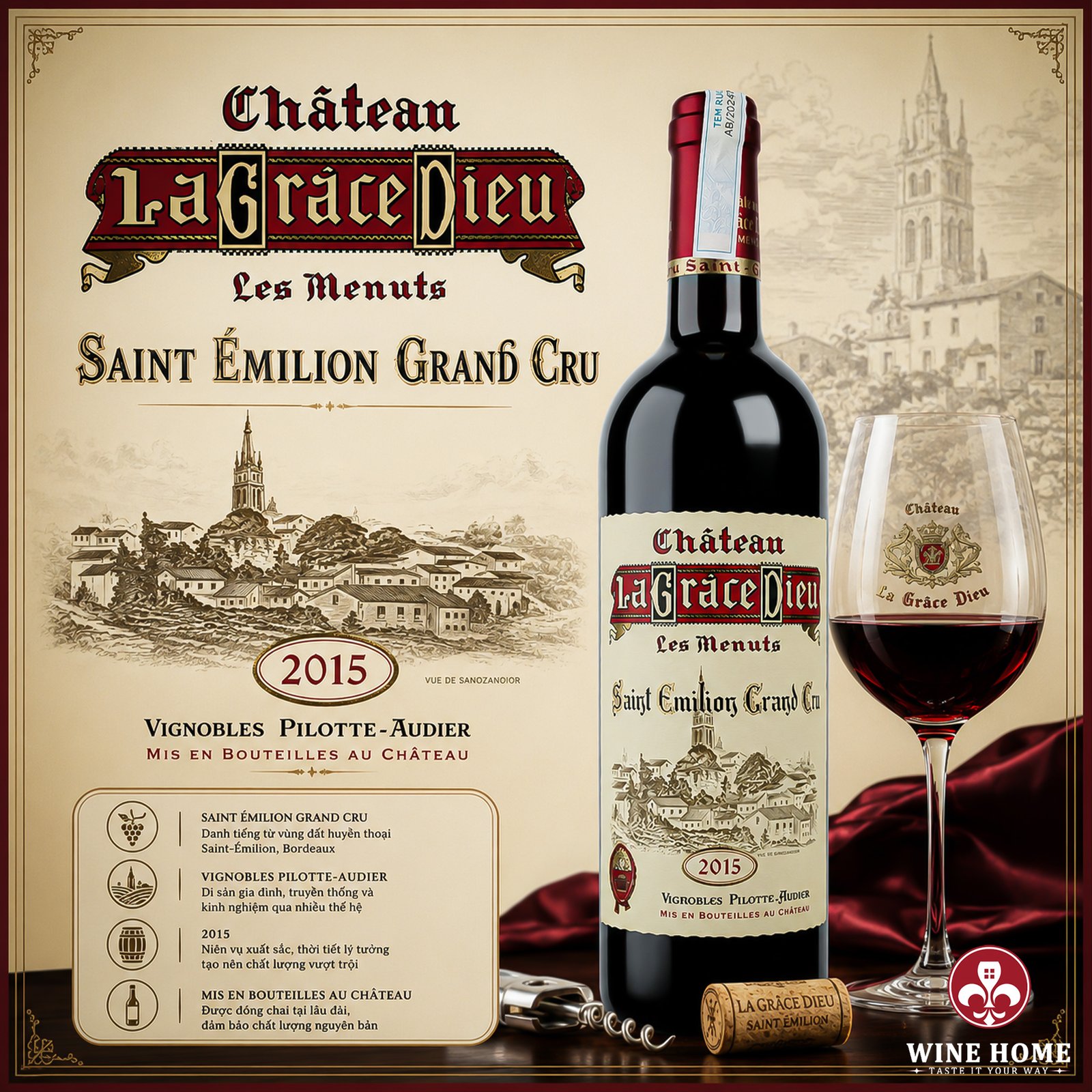 Rượu vang Pháp Château La Grâce Dieu 2015 – Đỉnh cao Saint-Émilion Grand Cru tại WineHome | Rượu Vang Wine Home Rượu vang Pháp Château La Grâce Dieu 2015 – Đỉnh cao Saint-Émilion Grand Cru tại WineHome