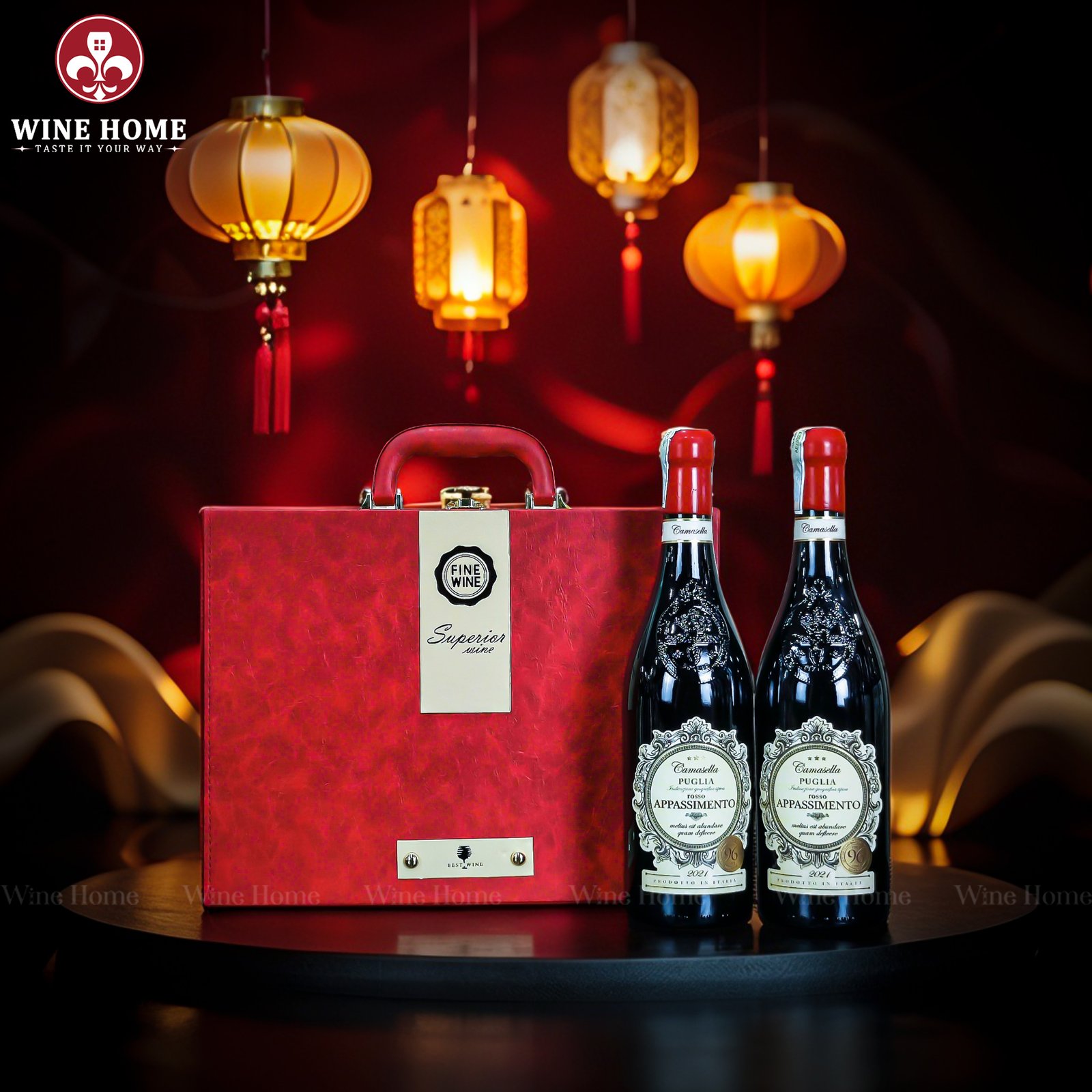 Hộp quà rượu vang 2 chai Camasella Appassimento – Quà tặng sang trọng từ Ý