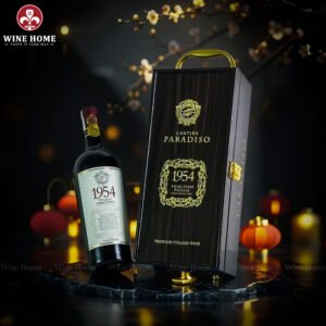 Hộp Quà Rượu Vang 1 chai 1954 Primitivo Cantine Paradiso - Phiên Bản Hộp Gỗ Sơn Mài Sang Trọng | Rượu Vang Wine Home HỘP QUÀ RƯỢU VANG 1 CHAI 1954 PRIMITIVO CANTINE PARADISO