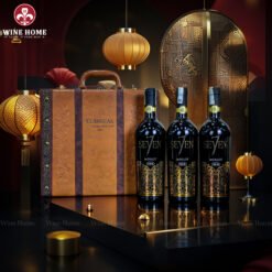 Hộp quà rượu vang 3 chai Seven7 Merlot – Phiên bản hộp da sang trọng, món quà tặng đẳng cấp | Rượu Vang Wine Home Hộp quà rượu vang 3 chai Seven7 Merlot