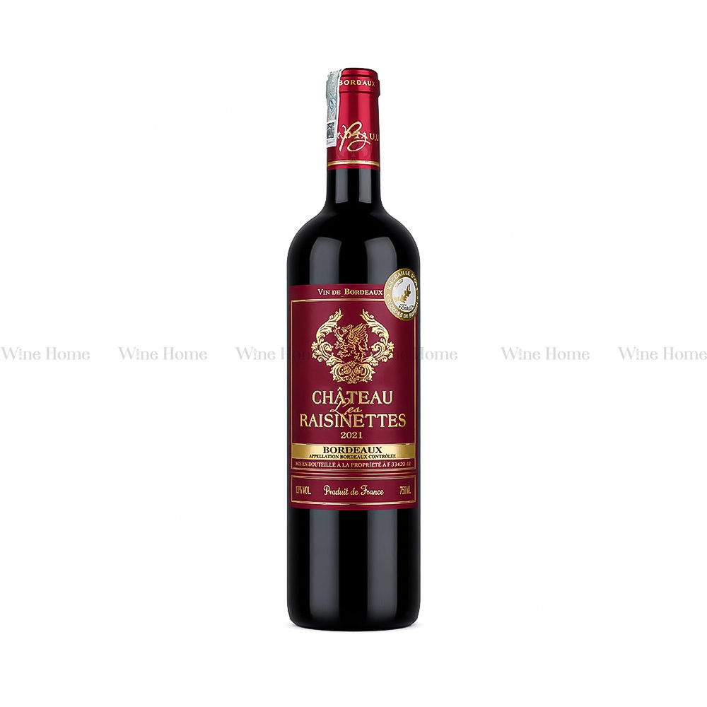 Chateau Les Raisinettes Bordeaux 2021 | Rượu Vang Pháp Bordeaux A.O.C Thanh Lịch | Rượu Vang Wine Home Chateau Les Raisinettes Bordeaux 2021 | Rượu Vang Pháp Bordeaux A.O.C Thanh Lịch