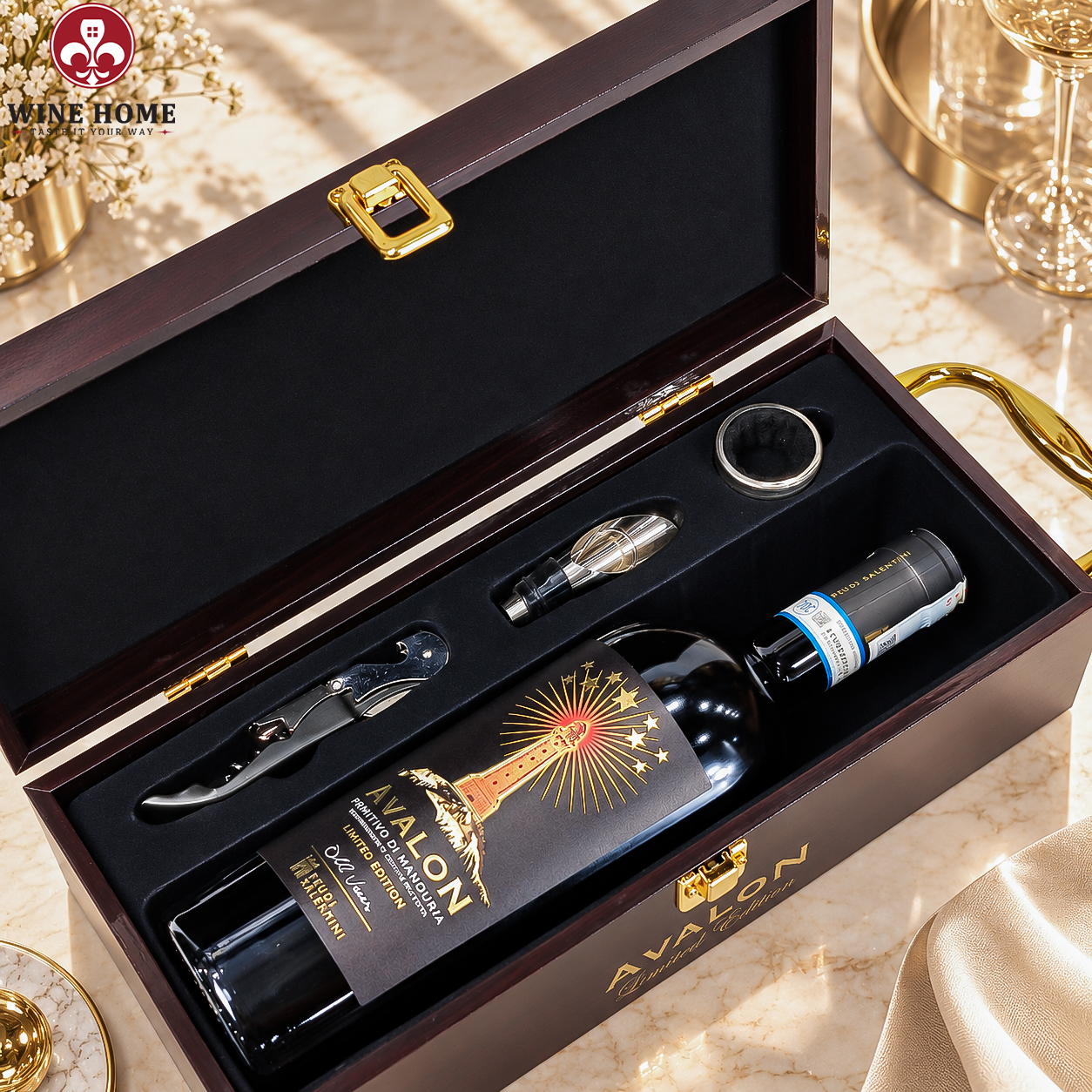 Hộp Quà Rượu Vang 1 Chai Avalon Primitivo di Manduria Old Vines - Feudi Salentini | Rượu Vang Wine Home Hộp quà rượu vang 1 chai Avalon Primitivo di Manduria Old Vines
