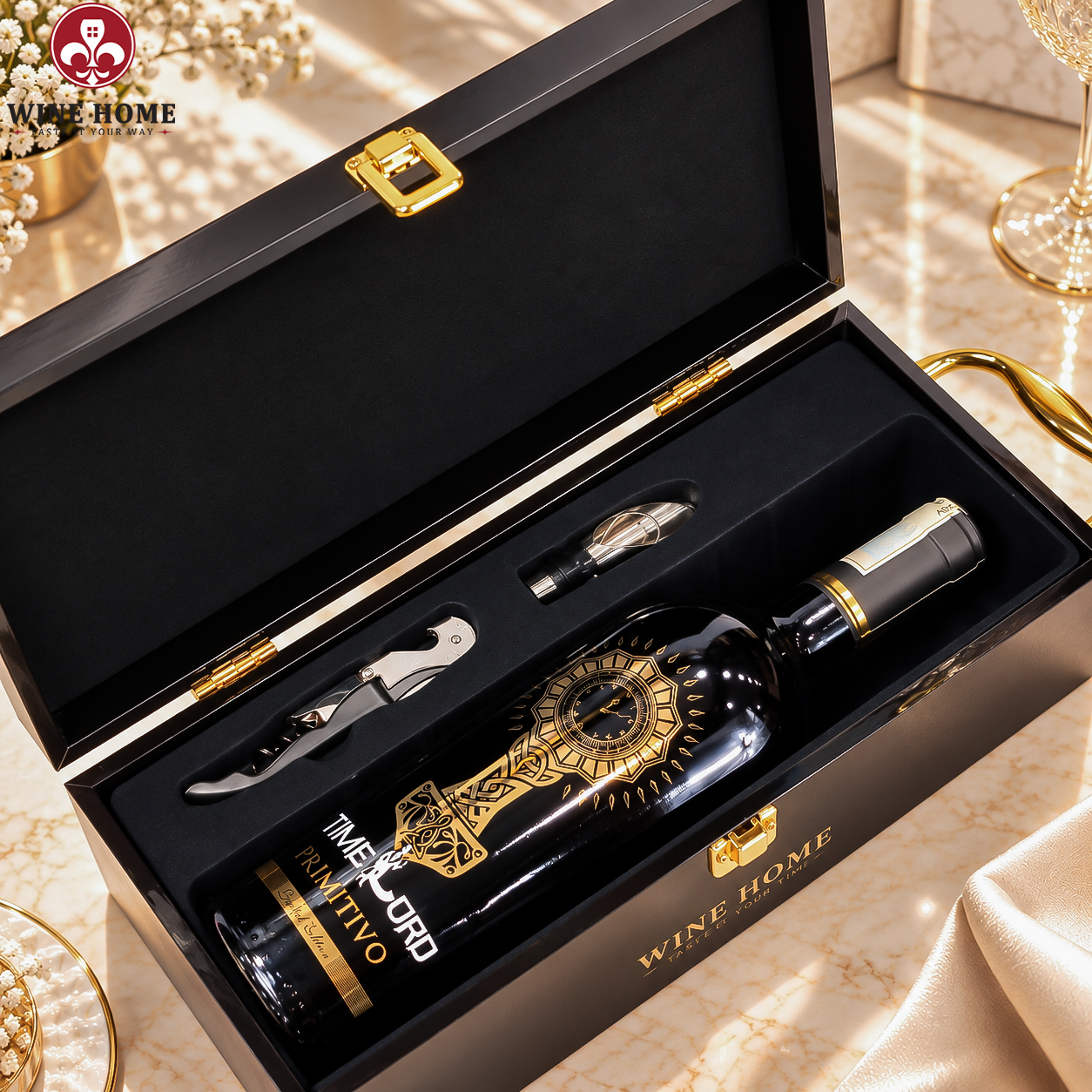 Hộp Quà Rượu Vang 1 chai Timelord Primitivo - Grati | Rượu Vang Wine Home Hộp Quà Rượu Vang 1 chai Timelord Primitivo - Grati