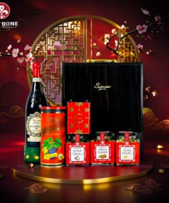 Hộp Quà Tết Rượu Hạt Hộp Gỗ Sơn Mài 3 Ngăn Nâu 01