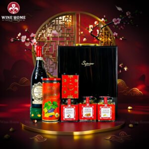 Hộp Quà Tết Rượu Hạt Hộp Gỗ Sơn Mài 3 Ngăn Nâu 01