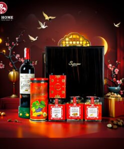 Hộp Quà Tết Rượu Hạt Hộp Gỗ Sơn Mài 3 Ngăn Nâu 02