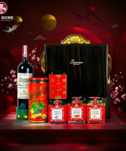 Hộp Quà Tết Rượu Hạt Hộp Gỗ Sơn Mài 3 Ngăn Nâu 03