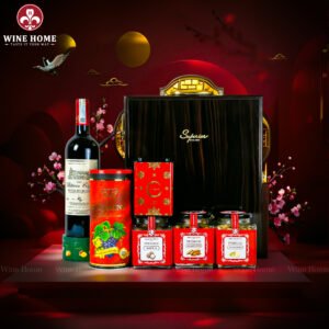 Hộp Quà Tết Rượu Hạt Hộp Gỗ Sơn Mài 3 Ngăn Nâu 03