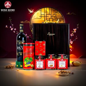 Hộp Quà Tết Rượu Hạt Hộp Gỗ Sơn Mài 3 Ngăn Nâu 06