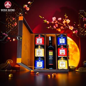 Hộp Quà Tết Rượu Hạt Hộp Da 3 Ngăn 01