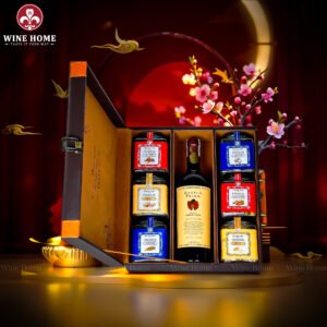 Hộp Quà Tết Rượu Hạt Hộp Da 3 Ngăn 03