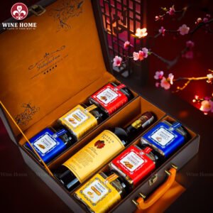Hộp Quà Tết Rượu Hạt Hộp Da 3 Ngăn 03