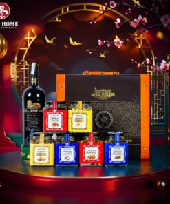 Hộp Quà Tết Rượu Hạt Hộp Da 3 Ngăn 05