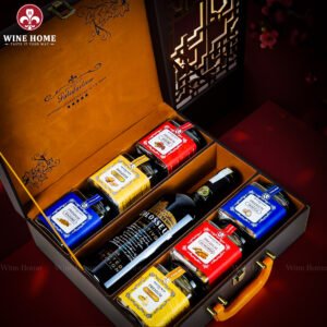 Hộp Quà Tết Rượu Hạt Hộp Da 3 Ngăn 05