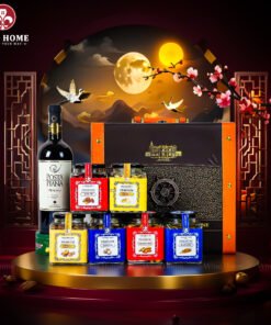 Hộp Quà Tết Rượu Hạt Hộp Da 3 Ngăn 07