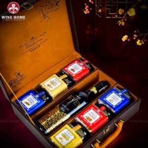 Hộp Quà Tết Rượu Hạt Hộp Da 3 Ngăn 08