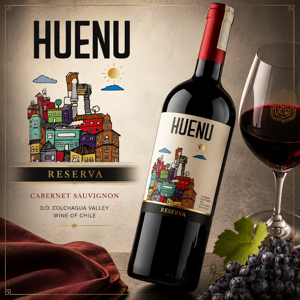 Huenu Reserva Cabernet Sauvignon – Rượu Vang Đỏ Chile Đậm Đà Từ Colchagua Valley | Rượu Vang Wine Home Huenu Reserva Cabernet Sauvignon – Vẻ Đẹp Cân Bằng Của Vang Chile