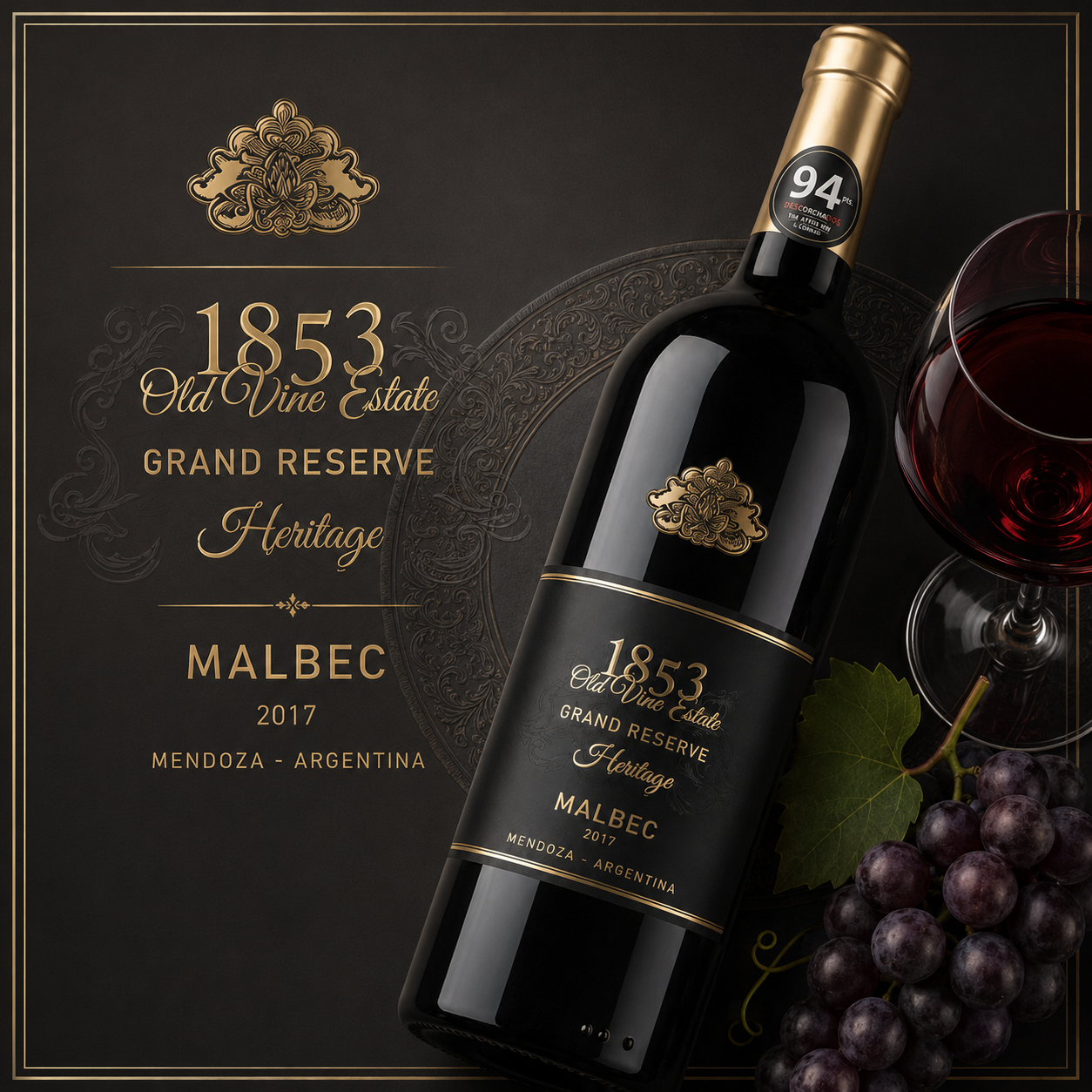 1853 Old Vine Estate Heritage Malbec – Rượu Vang Argentina Gran Reserva Cao Cấp | Rượu Vang Wine Home 1853 Old Vine Estate Heritage Malbec – Biểu Tượng Di Sản Vang Đỏ Argentina