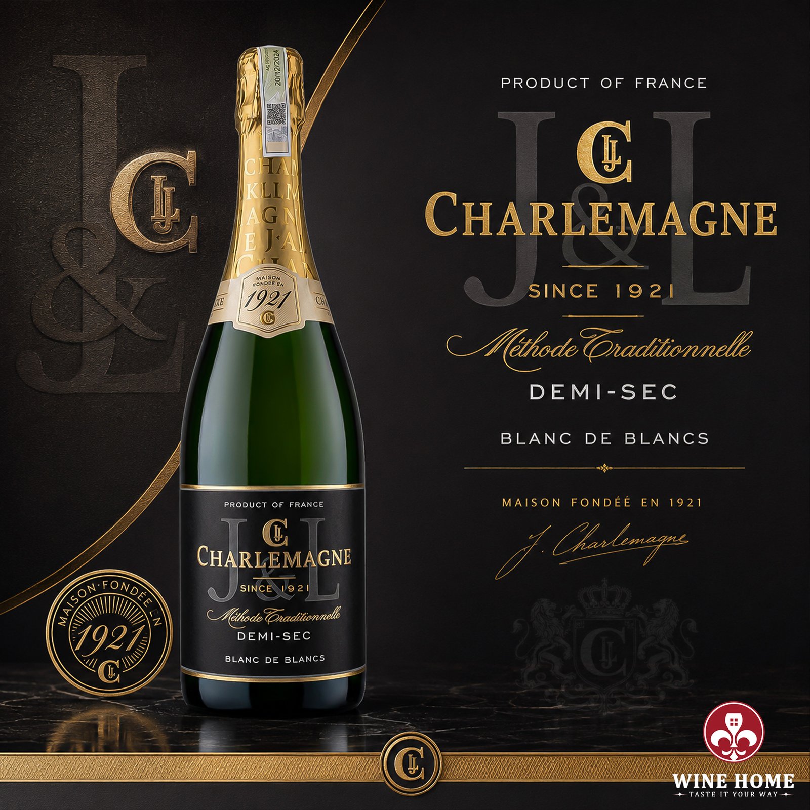 Charlemagne Demi-Sec Blanc de Blancs – Vang Sủi Pháp Thanh Lịch Từ Burgundy | Rượu Vang Wine Home Charlemagne Demi-Sec Blanc de Blancs – Vang Sủi Pháp Thanh Lịch Từ Burgundy