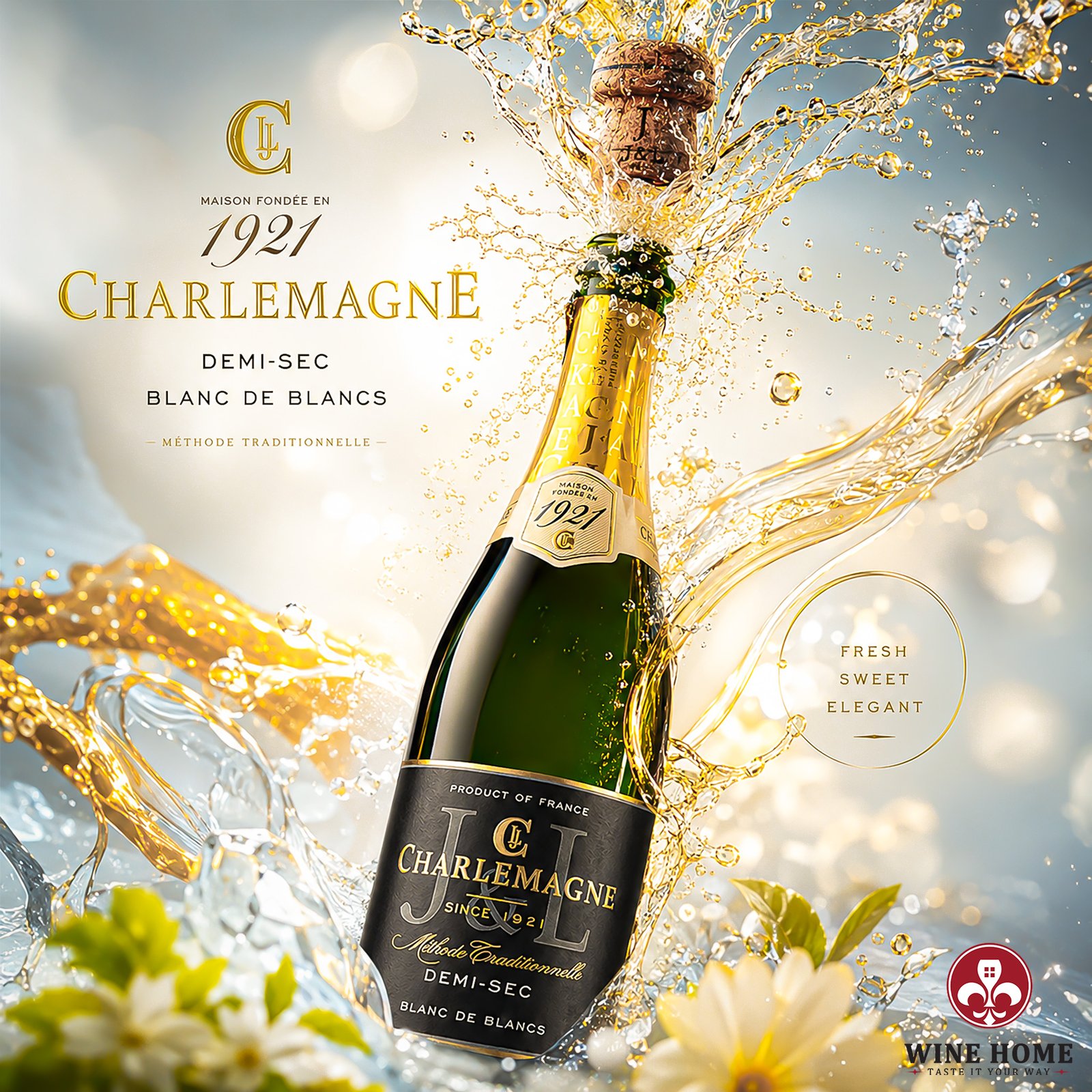 Charlemagne Demi-Sec Blanc de Blancs – Vang Sủi Pháp Thanh Lịch Từ Burgundy | Rượu Vang Wine Home Charlemagne Demi-Sec Blanc de Blancs – Vang Sủi Pháp Thanh Lịch Từ Burgundy