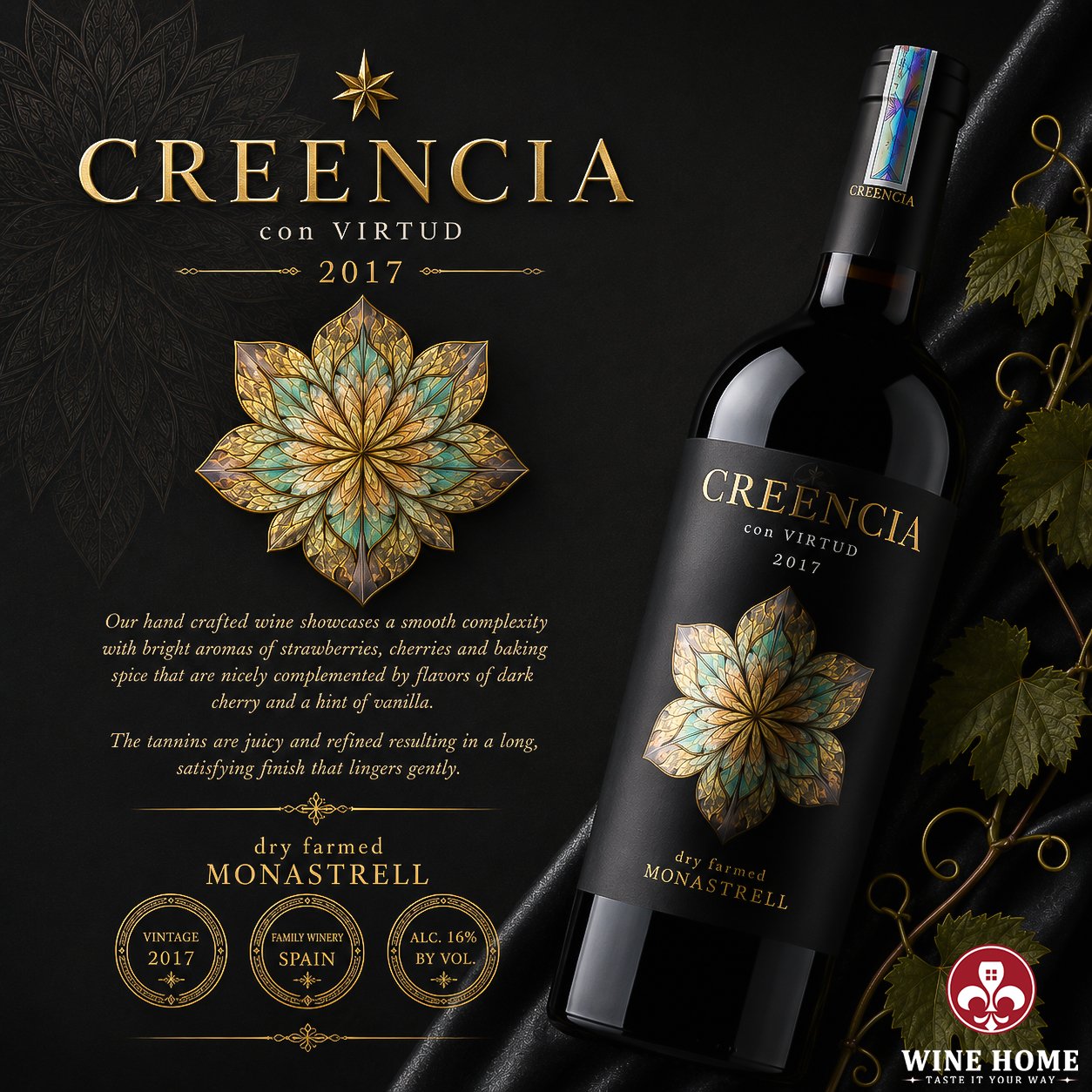Creencia Con Virtud Monastrell D.O.P Jumilla 16% – Tinh Hoa Monastrell Cổ Thụ Từ Tây Ban Nha | Rượu Vang Wine Home Creencia Con Virtud Monastrell – Sức Mạnh Và Chiều Sâu Của Vùng Đất Jumilla