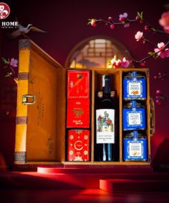 Hộp Quà Tết Rượu Hạt 3 Ngăn Da Nâu Classic 01